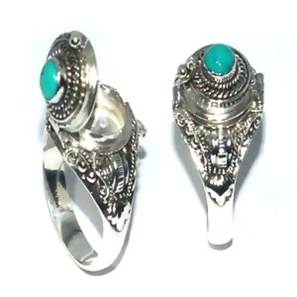925 Poison Ring with Stabilized Turquoise - Picture 3 of 3